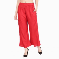 Red Rayon Palazzo Pant